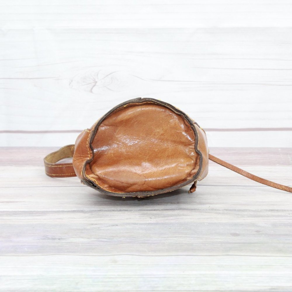 *Womens Brown Leather Made in Italy Drawstring Shoulder Bucket Bag - Picture 5 of 7
